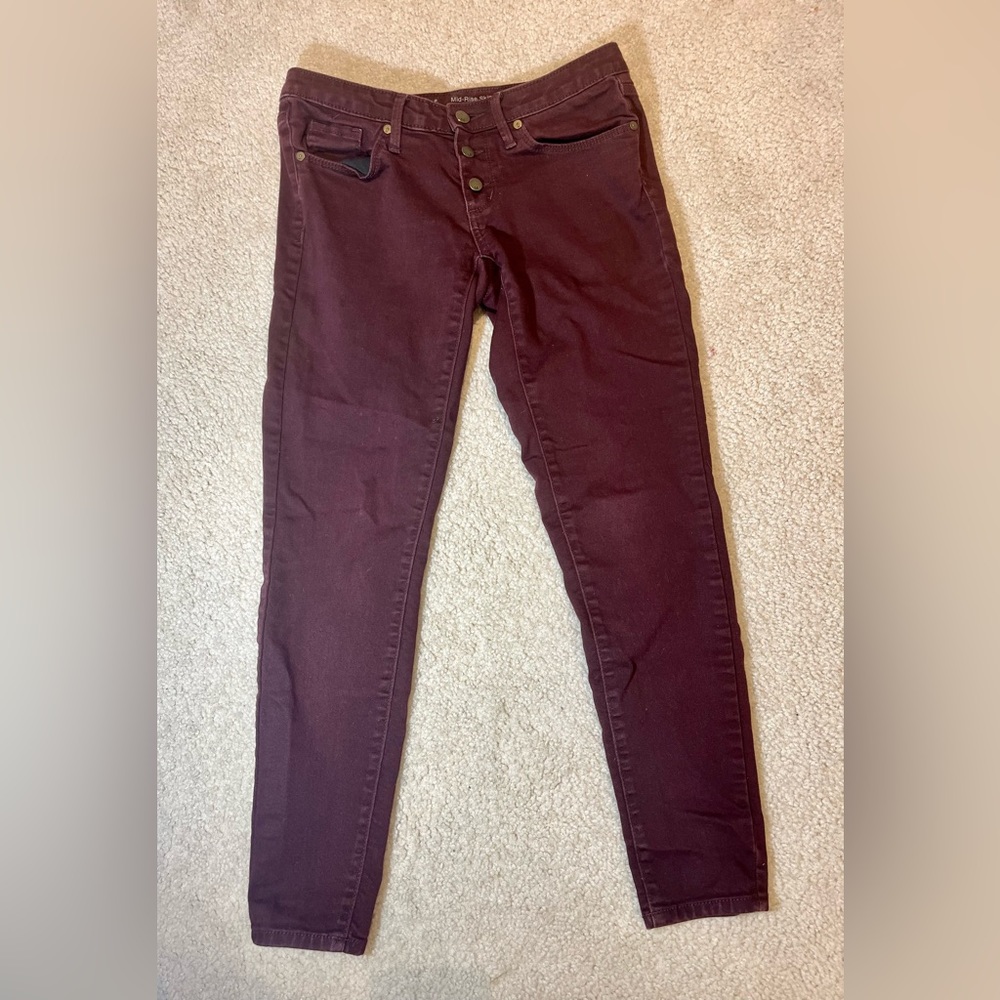 Mossimo Women's Midrise Maroon‎ Purple Skinny Jean Pants Size 2 / 26